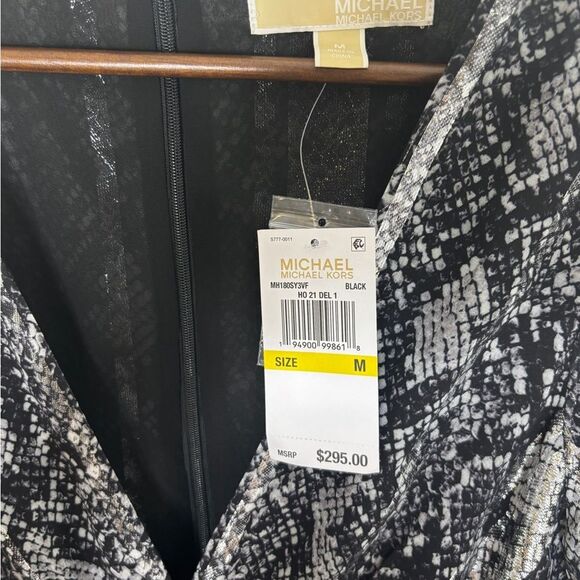 Michael Michael Kors Metallic Snakeskin Tiered Dress Size M | NWT $295 - Picture 10 of 11